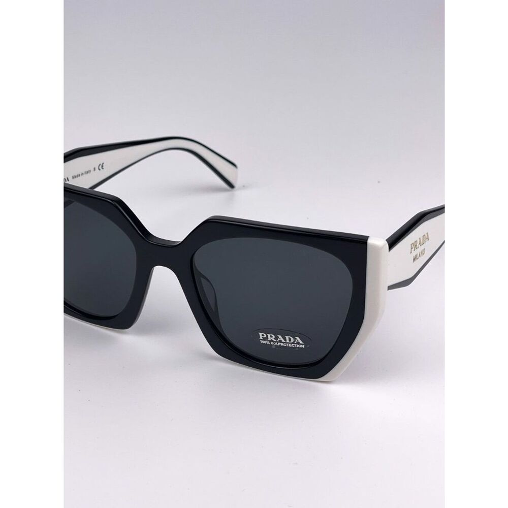 NEW Prada  PR15WS 09Q5S0 Black White Dark Gray Square Women Sunglasses - Picture 4 of 13